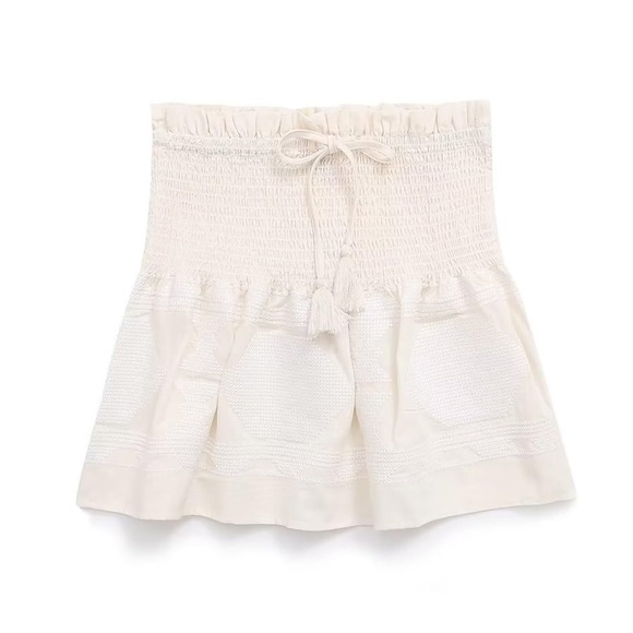 Zara Linen Blend Smocked Skirt M - Picture 5 of 16